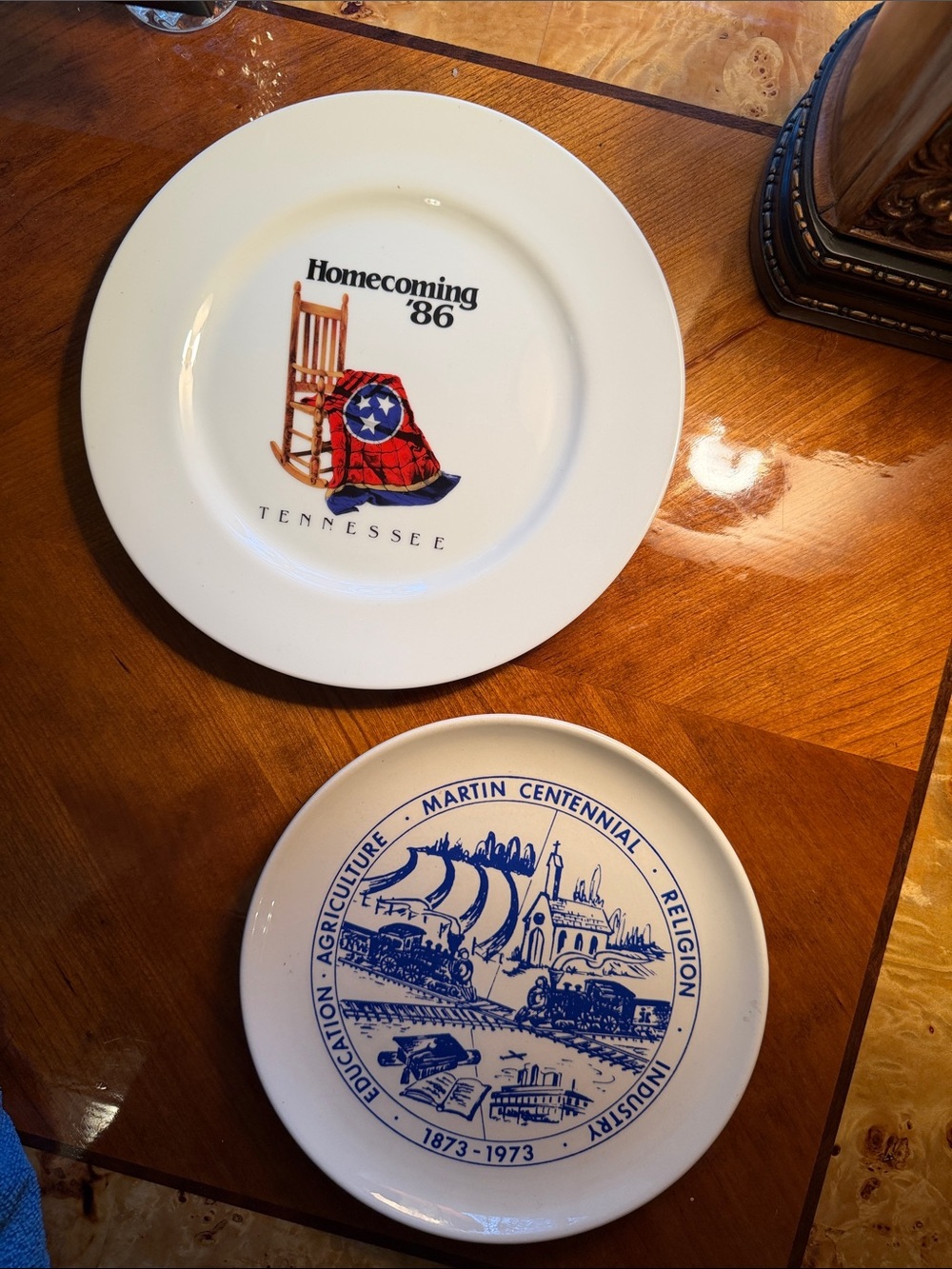 Set of 2 Decorative  Plates Martin Centennial  & Homecoming ‘86 Tennessee